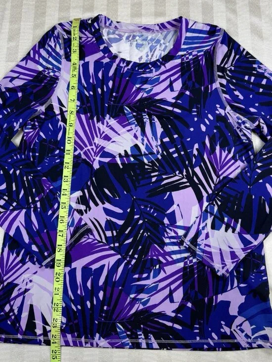 LL Bean Womens SunSmart UPF 50 Long Sleeve Shirt Medium Floral Tropical NWOT - Picture 7 of 10
